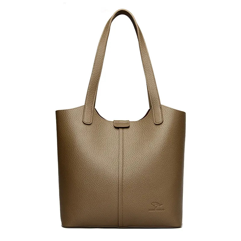 Geräumige Tragetasche für Damen ⎜ Klassischer Ledershopper mit Doppelhenkel für Alltag und Beruf