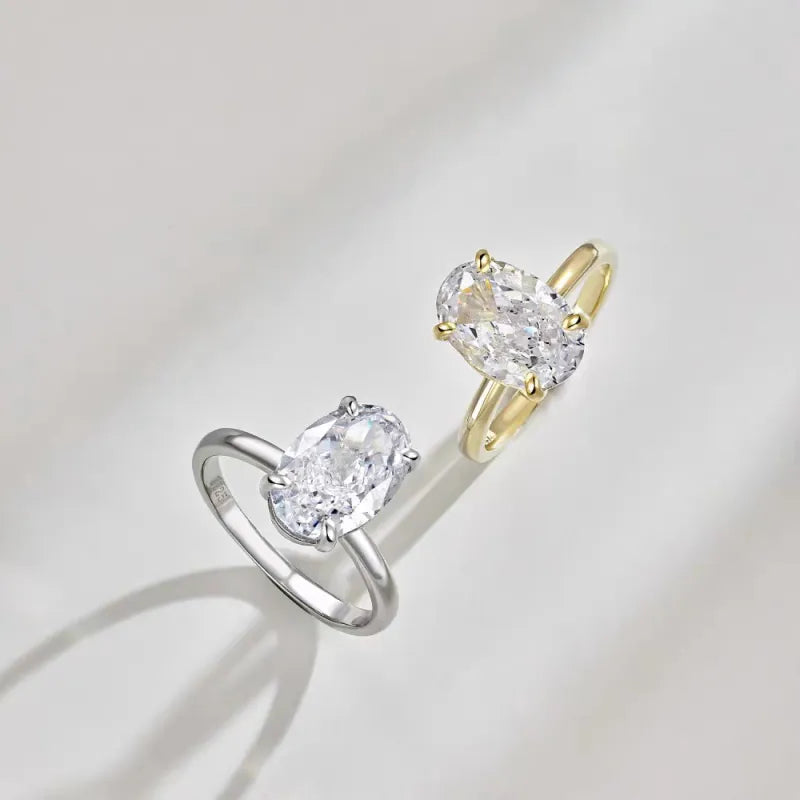 Damenring mit Zirkonia ⎜ Eleganter Fingerring in Ovalform für stilvolle Anlässe und luxuriösen Glanz