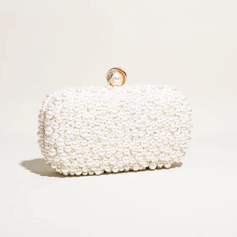 Perlen Clutch für Damen ⎜ Elegante Abendtasche mit Rundverschluss und funkelndem Perlendesign für besondere Anlässe