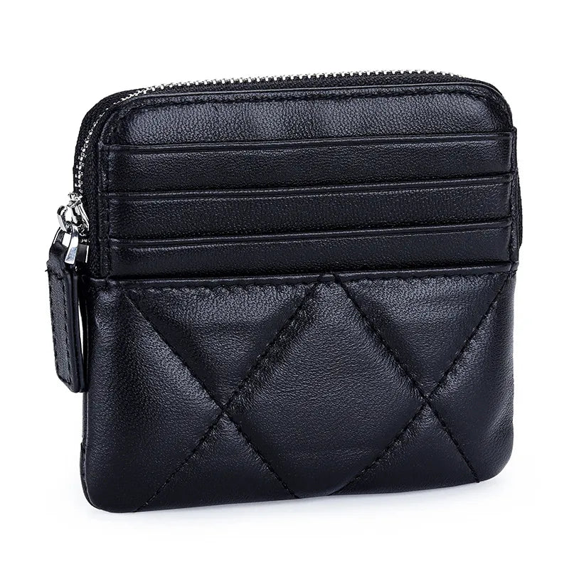 Kleine Geldbörse mit Reißverschluss ⎜ Modische Brieftasche mit Steppmuster für Karten und Münzen