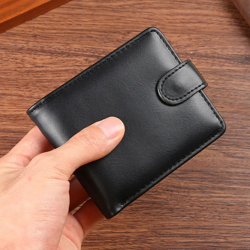 Große PU-Lederbörse mit RFID-Funktion ⎜ Herren-Portemonnaie mit Druckknopf, Münzfach und Kartenaufteilung