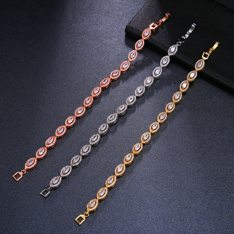 Abendarmband mit Zirkonia ⎜ Funkelndes Design mit olivenförmigen Elementen für festliche Outfits