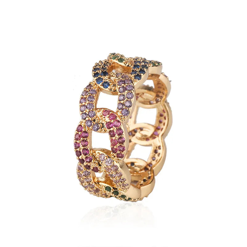 Statement Ring für Damen in Goldoptik ⎜ Modernes Design mit farbigen Zirkonia für glamouröse Momente