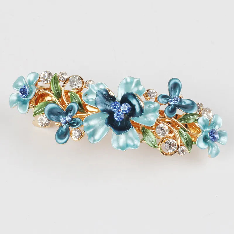 Haarspange mit Blumen und Kristallen ⎜ Elegantes Haarschmuck-Accessoire für festliche und romantische Looks
