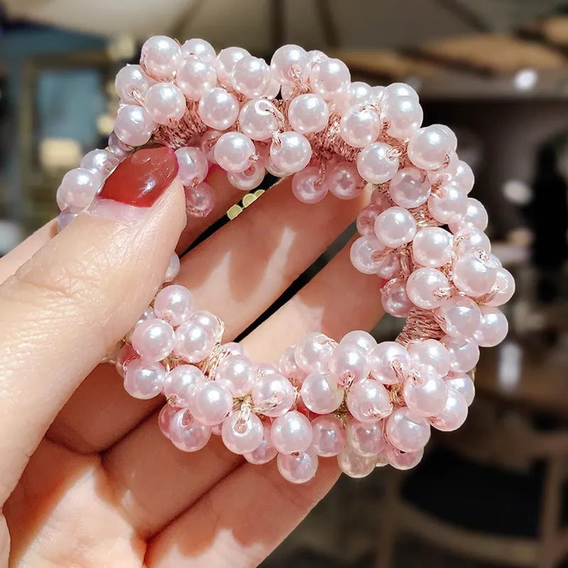 Perlen Haargummi für Damen ⎜ Elastisches Haarband mit edler Optik für festliche Frisuren und elegante Styles