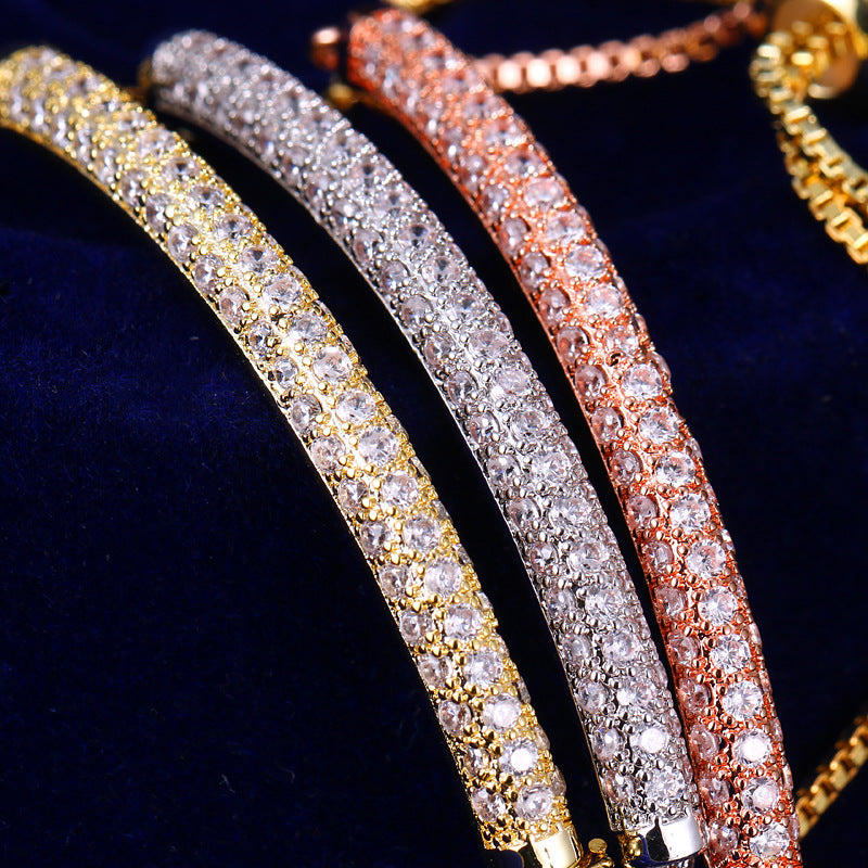 Damenarmband mit Zirkonia-Besatz ⎜ Funkelndes Design mit Zugverschluss für elegante Momente