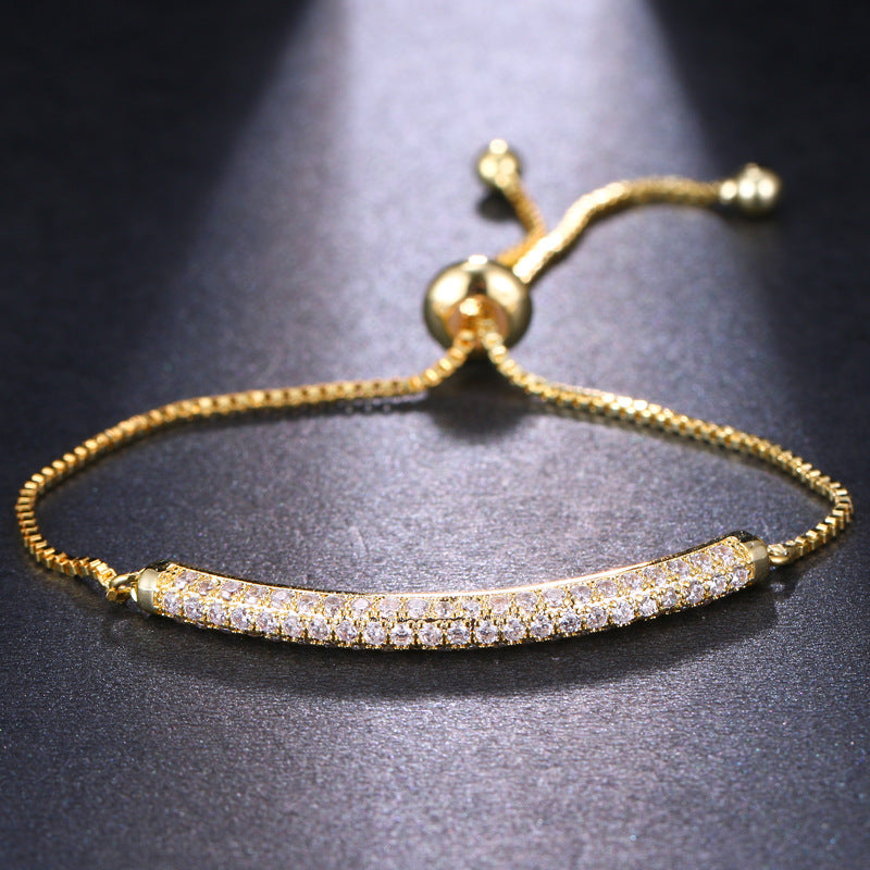 Damenarmband mit Zirkonia-Besatz ⎜ Funkelndes Design mit Zugverschluss für elegante Momente