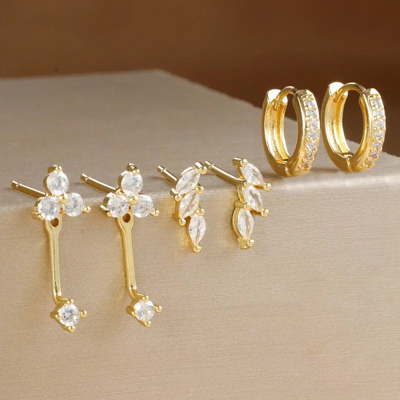Ohrring-Set für Damen ⎜ Vergoldetes Schmuckset mit Kristallen für vielseitige und elegante Kombinationen