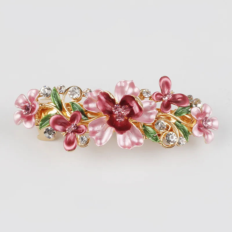 Haarspange mit Blumen und Kristallen ⎜ Elegantes Haarschmuck-Accessoire für festliche und romantische Looks