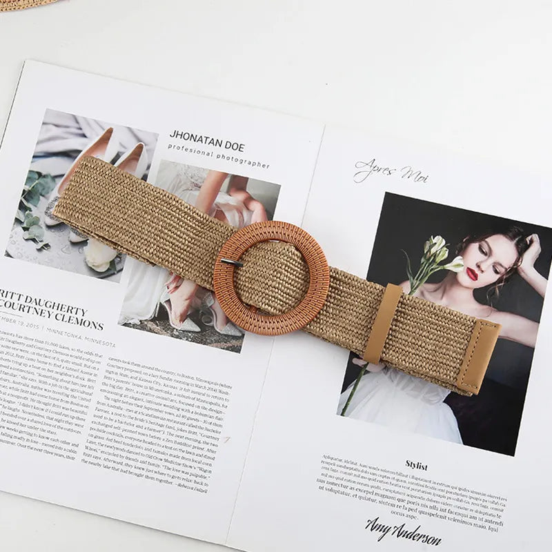 Flechtgürtel aus Baumwoll-Leinen ⎜ Sommerliches Accessoire mit runder Schnalle für luftige Outfits