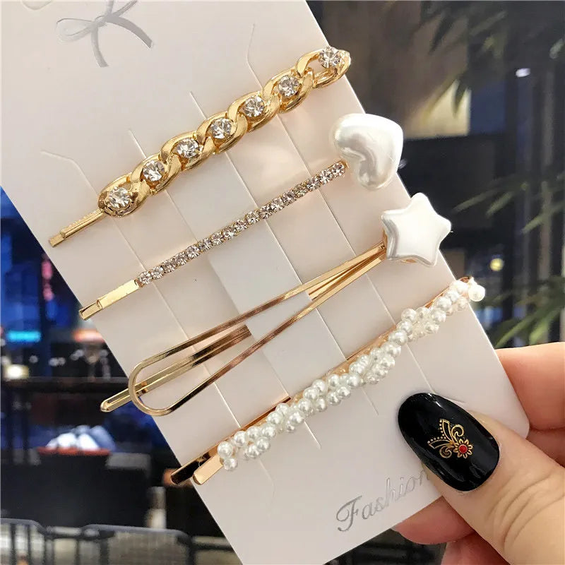 Perlen Haarspangen Set für Damen ⎜ Handgefertigte Clips im Retro-Stil für elegante und festliche Frisuren