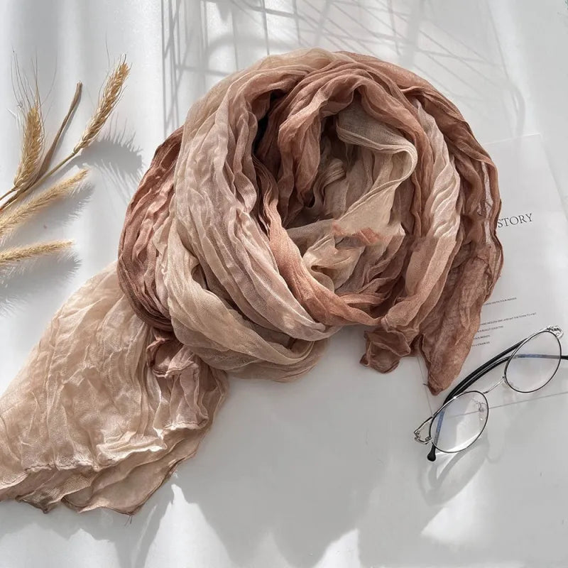 Unisex Baumwoll-Leinen-Schal ⎜ Leichtes Modell mit Farbverlauf für Herbsttage und winterliche Übergangszeit