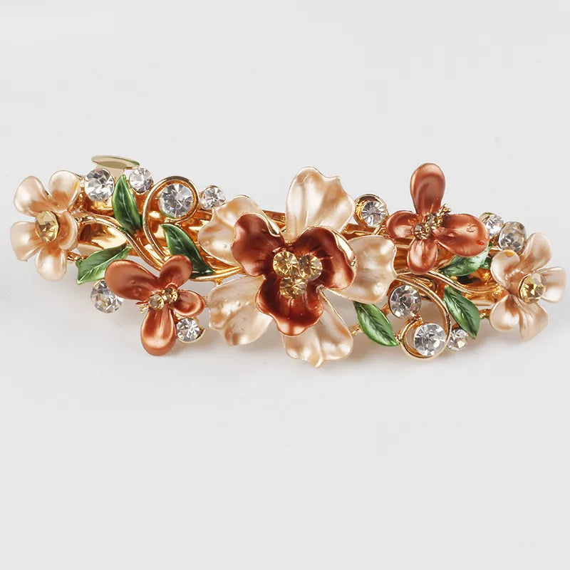 Haarspange mit Blumen und Kristallen ⎜ Elegantes Haarschmuck-Accessoire für festliche und romantische Looks