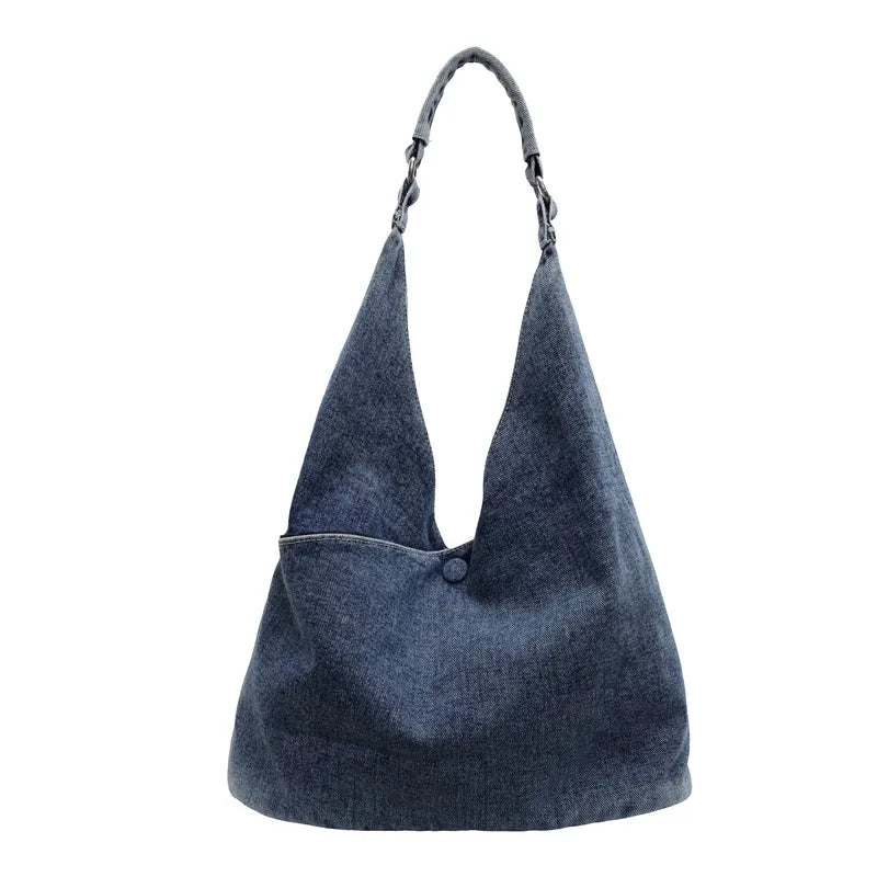 Lässige Tragetasche aus Denim ⎜ Bequeme Schultertasche mit großer Öffnung und robuster Struktur