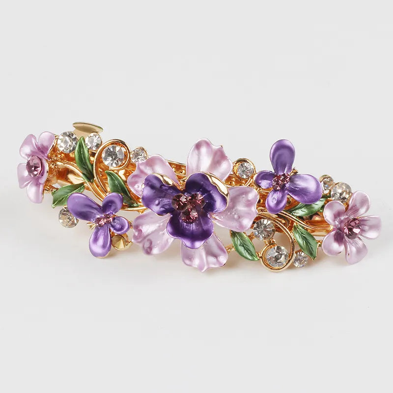 Haarspange mit Blumen und Kristallen ⎜ Elegantes Haarschmuck-Accessoire für festliche und romantische Looks