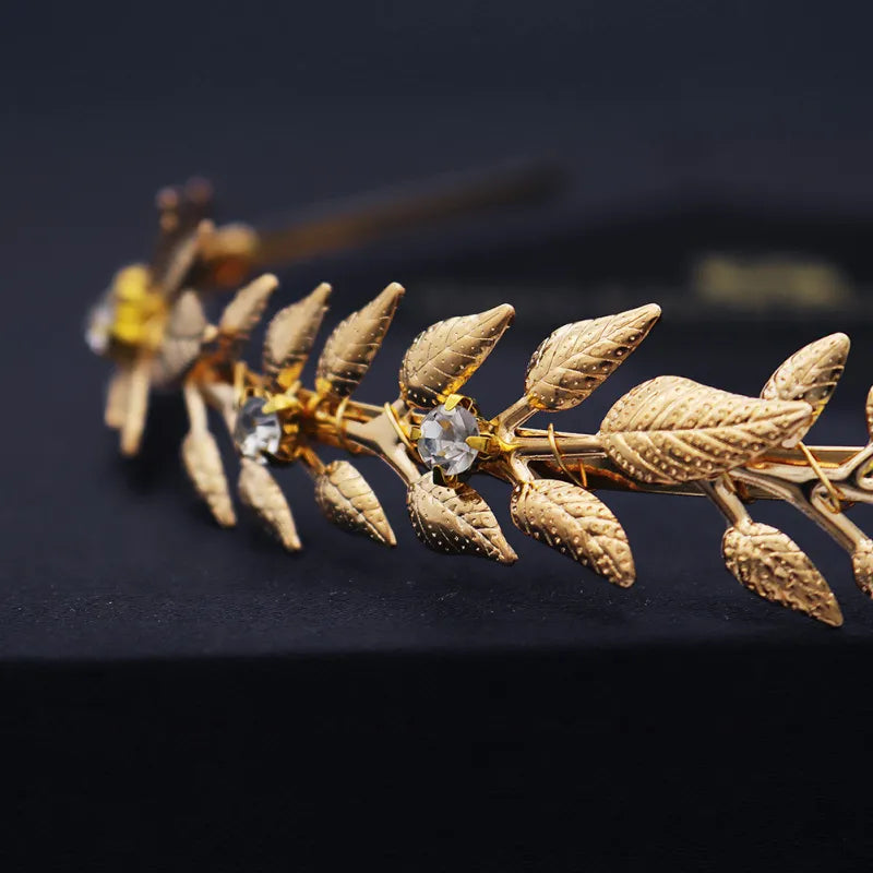 Goldener Haarreif im Vintage-Stil für Damen ⎜ Eleganter Kopfschmuck mit Blättermotiv für festliche Anlässe