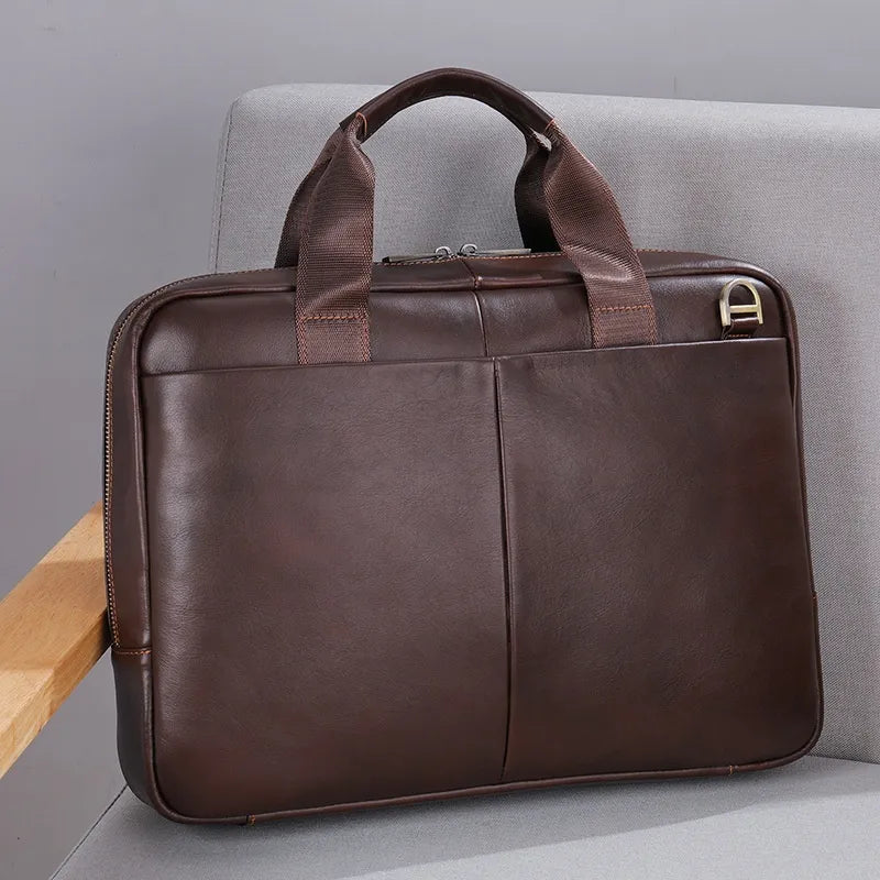 Leder Laptoptasche für Herren ⎜ Hochwertige Business-Tasche mit viel Stauraum und Schultergurt für Alltag