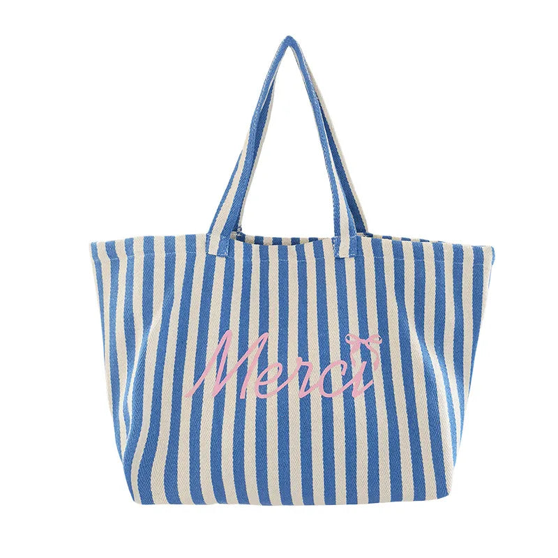 Stofftasche mit Streifen ⎜ Lässige Tragetasche mit Aufdruck für Freizeit, Uni oder Einkauf