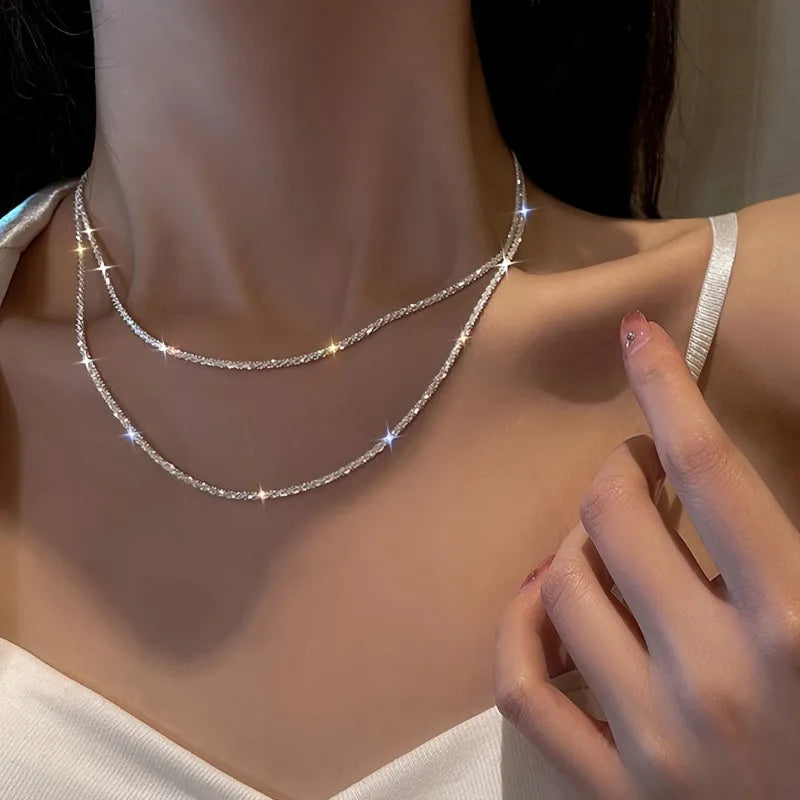 Glamouröse Kette für Damen ⎜ Funkelnder Halsschmuck für vielseitige Party- und Abendoutfits