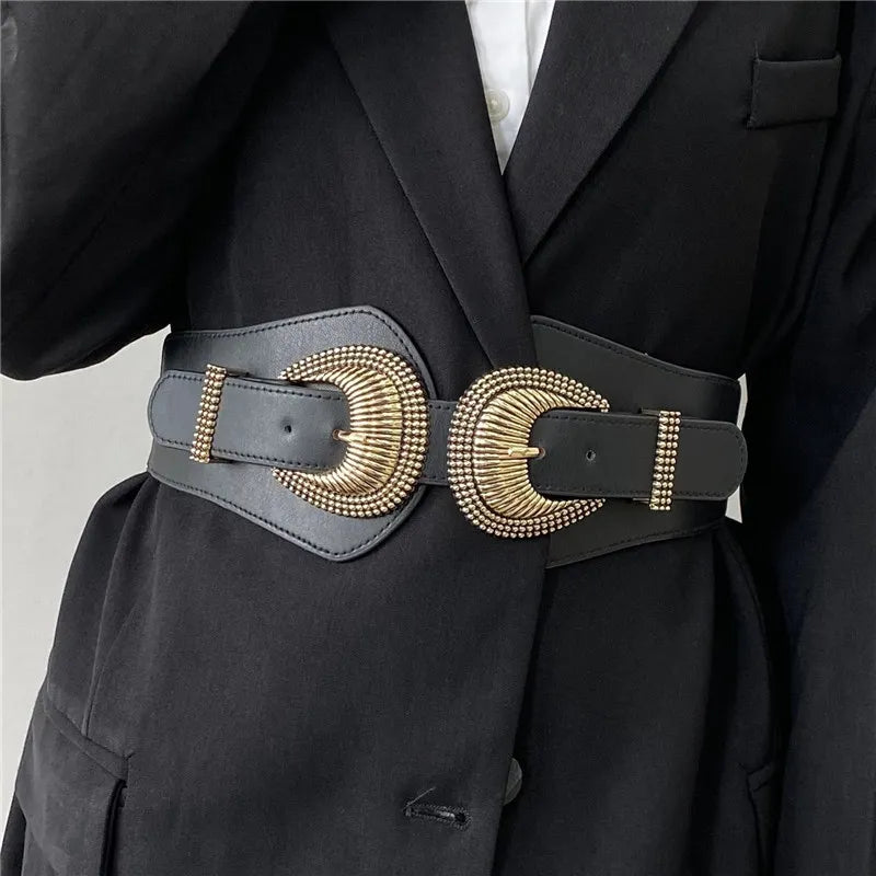 Breiter Taillengürtel mit Doppelschnalle ⎜ Modischer Akzent für Kleider und elegante Styles