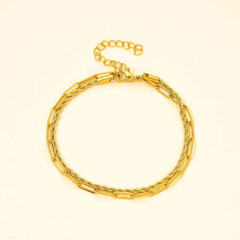 Elegantes Titanarmband für Damen ⎜ Zweireihige Gliederkette im schlichten, modernen Look