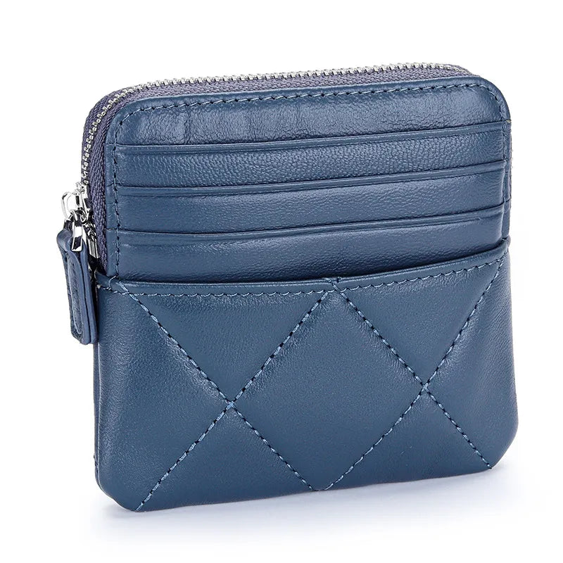 Kleine Geldbörse mit Reißverschluss ⎜ Modische Brieftasche mit Steppmuster für Karten und Münzen