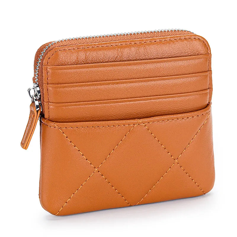 Kleine Geldbörse mit Reißverschluss ⎜ Modische Brieftasche mit Steppmuster für Karten und Münzen