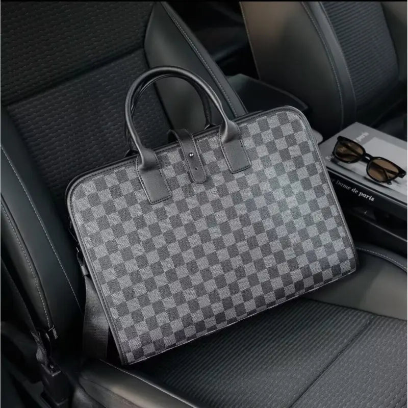 Herren Aktentasche mit Schulterriemen ⎜ Elegante Dokumententasche aus Lederimitat für Büro und Meetings