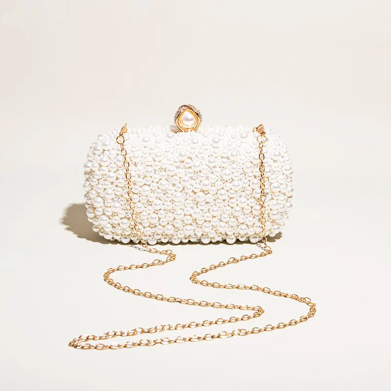 Perlen Clutch für Damen ⎜ Elegante Abendtasche mit Rundverschluss und funkelndem Perlendesign für besondere Anlässe