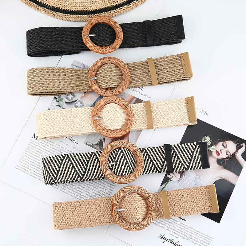 Flechtgürtel aus Baumwoll-Leinen ⎜ Sommerliches Accessoire mit runder Schnalle für luftige Outfits