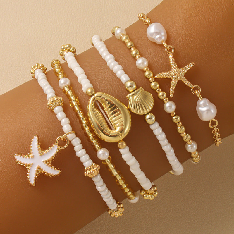 Sommerliches Armband-Set ⎜ Muschel- und Seesternmotive für lässige Looks mit maritimer Note