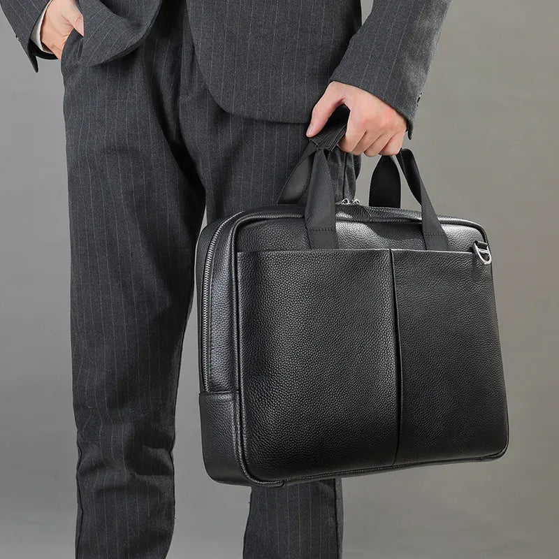 Leder Laptoptasche für Herren ⎜ Hochwertige Business-Tasche mit viel Stauraum und Schultergurt für Alltag
