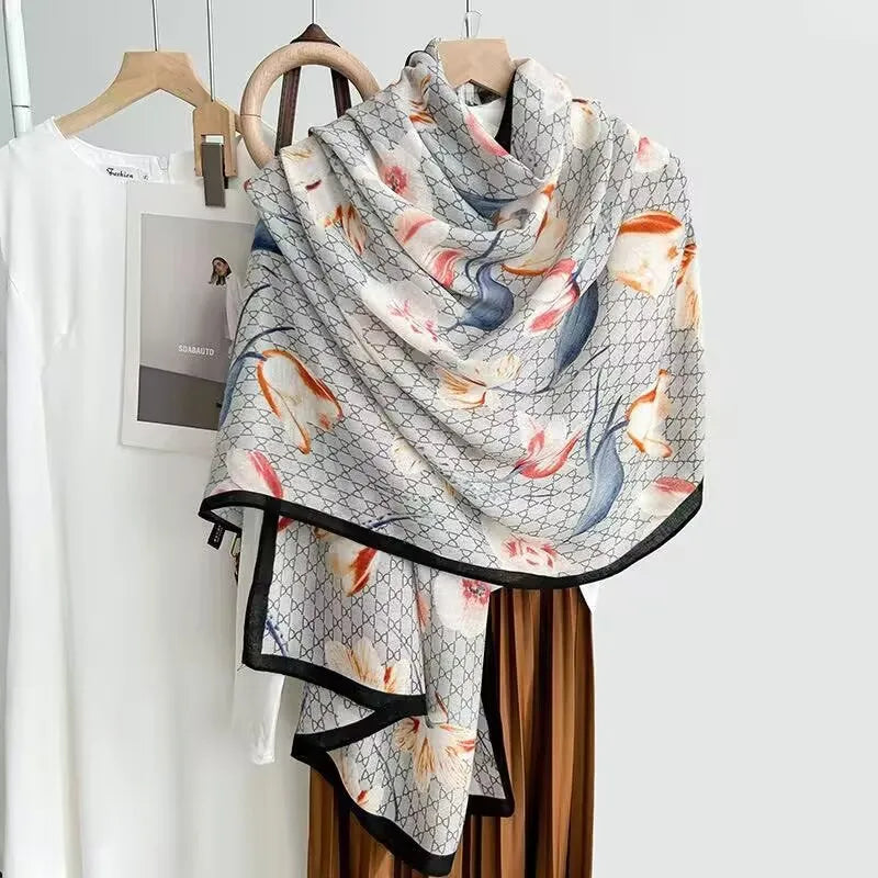 Baumwoll-Leinen-Schal für Damen ⎜ Luftiges Sommertuch mit UV-Schutz für Reise und Strand