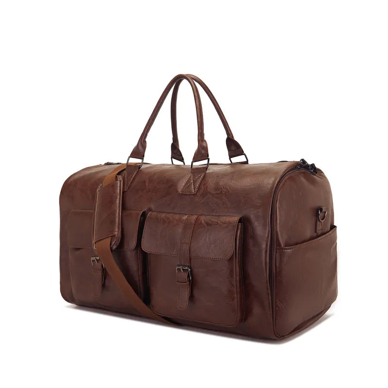 Faltbare Anzugtasche mit Schultergurt ⎜ Elegante Ledertasche für Herren mit integriertem Kleiderfach