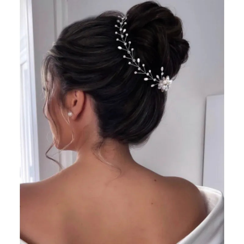 Schmuck Haarteil mit Perlen und Kristallen ⎜ Handgefertigter Haarschmuck für elegante Hochsteckfrisuren