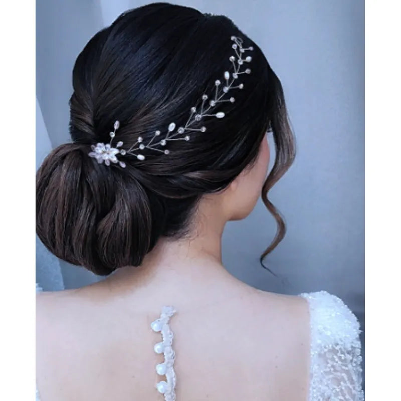Schmuck Haarteil mit Perlen und Kristallen ⎜ Handgefertigter Haarschmuck für elegante Hochsteckfrisuren
