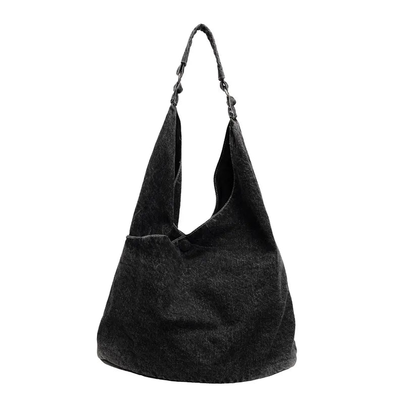 Lässige Tragetasche aus Denim ⎜ Bequeme Schultertasche mit großer Öffnung und robuster Struktur
