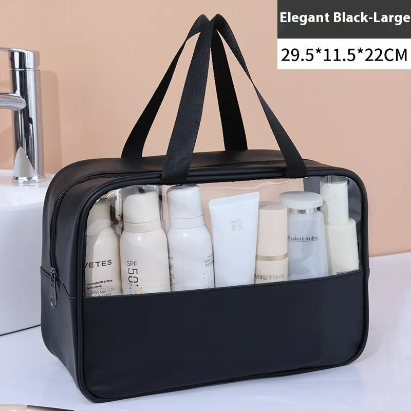 Transparente Kosmetiktasche für Damen ⎜ Übersichtliche Tragetasche für Reiseartikel mit großer Kapazität