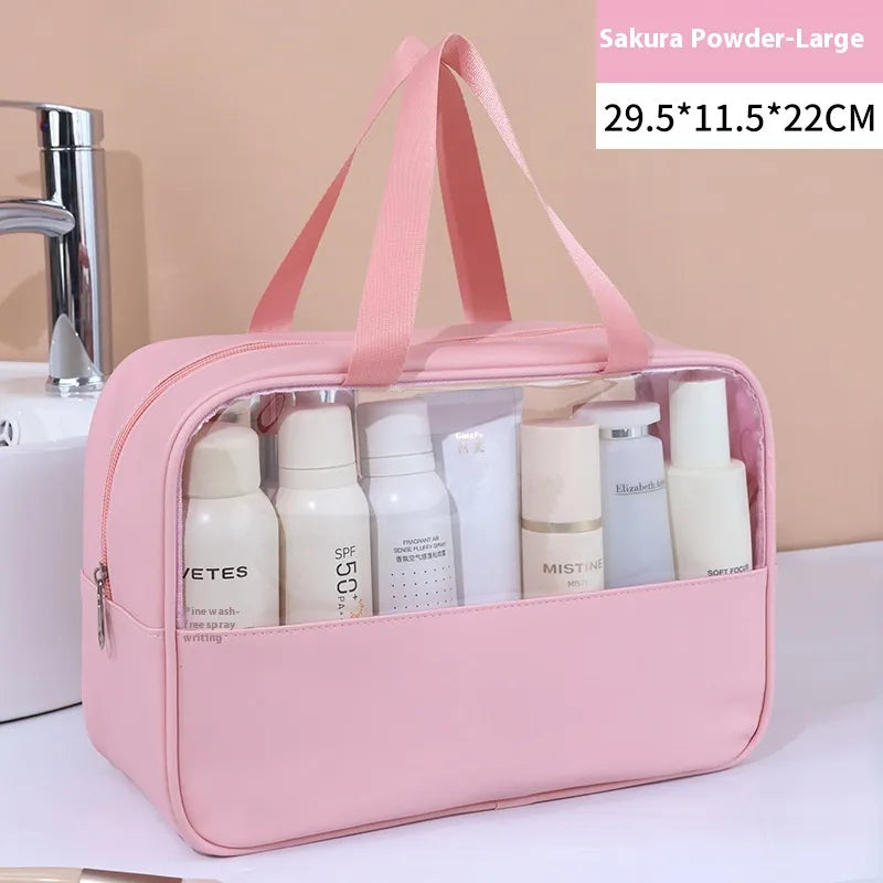Transparente Kosmetiktasche für Damen ⎜ Übersichtliche Tragetasche für Reiseartikel mit großer Kapazität