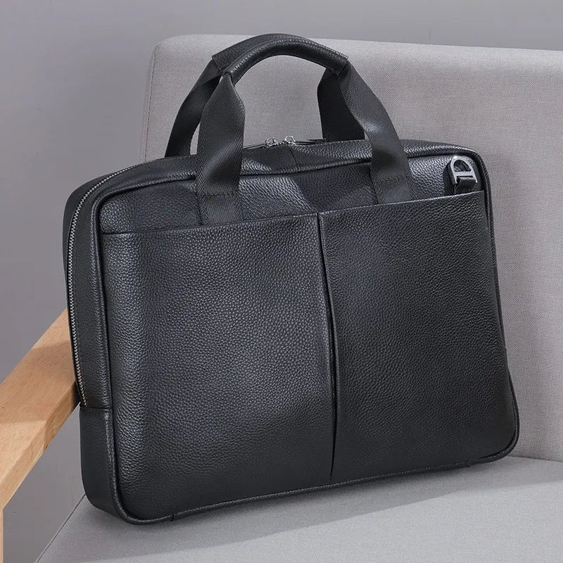 Leder Laptoptasche für Herren ⎜ Hochwertige Business-Tasche mit viel Stauraum und Schultergurt für Alltag