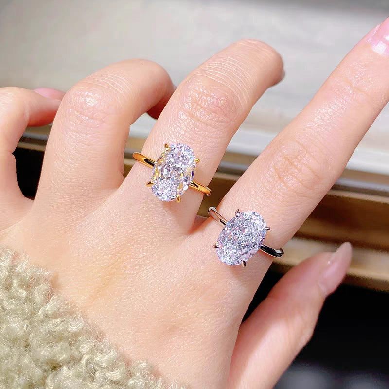 Damenring mit Zirkonia ⎜ Eleganter Fingerring in Ovalform für stilvolle Anlässe und luxuriösen Glanz