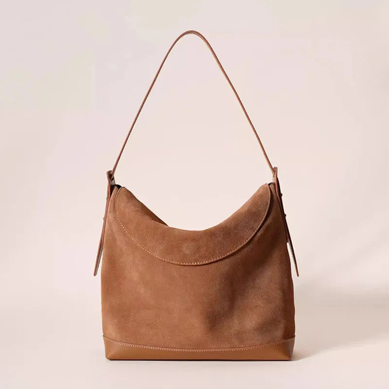 Vintage Umhängetasche für Damen ⎜ Große Wildledertasche mit Retro-Charme und verstellbarem Riemen
