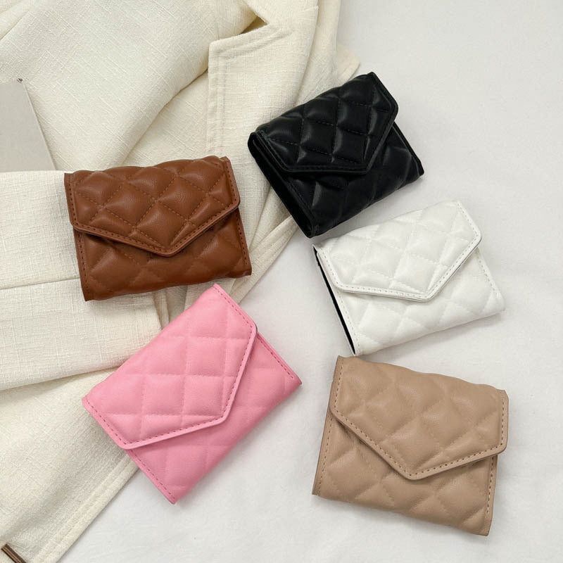 Faltbare Geldbörse für Damen ⎜ Steppdesign mit Druckknopfverschluss und großem Stauraum für Karten