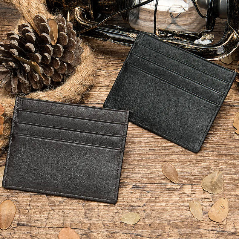 Schlankes RFID-Kartenetui aus Leder ⎜ Minimalistisches Design mit 6 Kartensteckplätzen