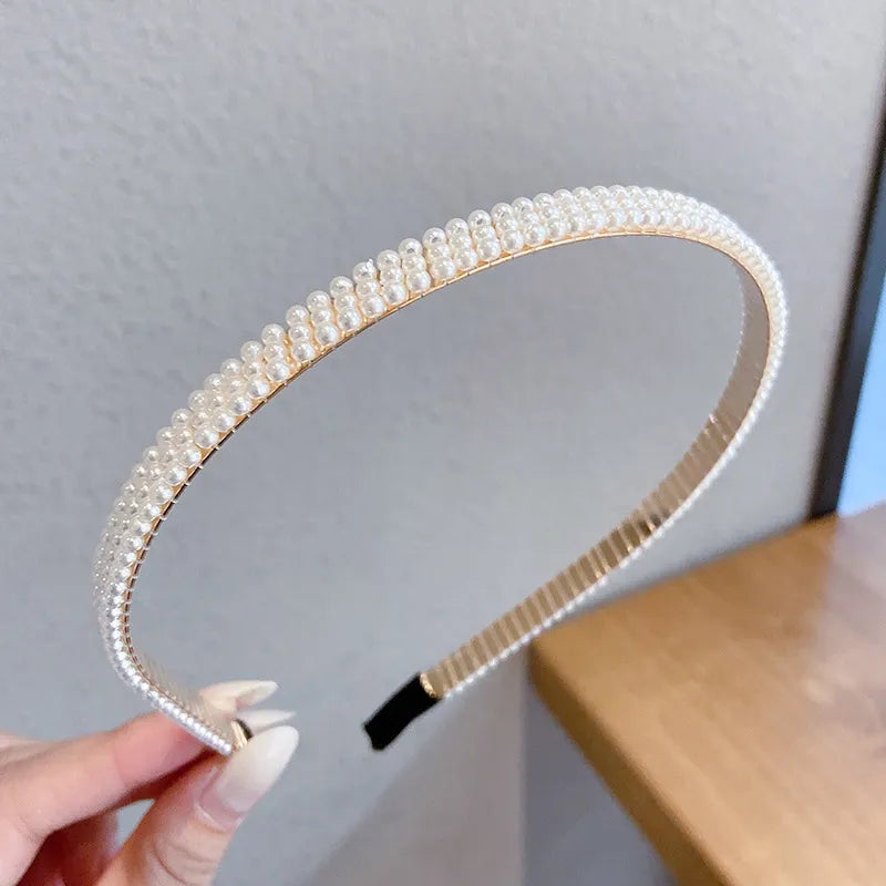 Perlen Haarreif für Damen ⎜ Schlanker Kopfschmuck mit elegantem Design für festliche und alltägliche Anlässe