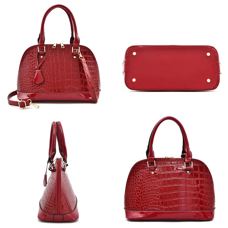 Glänzende Umhängetasche für Damen ⎜ Große Schultertasche mit modernem Muster für Büro und Freizeit