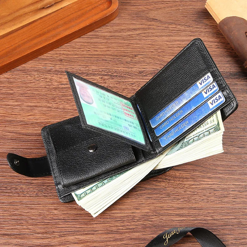 Große PU-Lederbörse mit RFID-Funktion ⎜ Herren-Portemonnaie mit Druckknopf, Münzfach und Kartenaufteilung