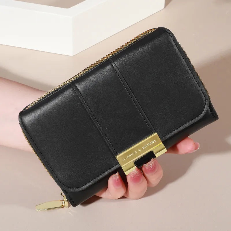 Modische Geldbörse für Damen ⎜ Farbige Brieftasche mit Reißverschluss und stilvoller Metallschnalle