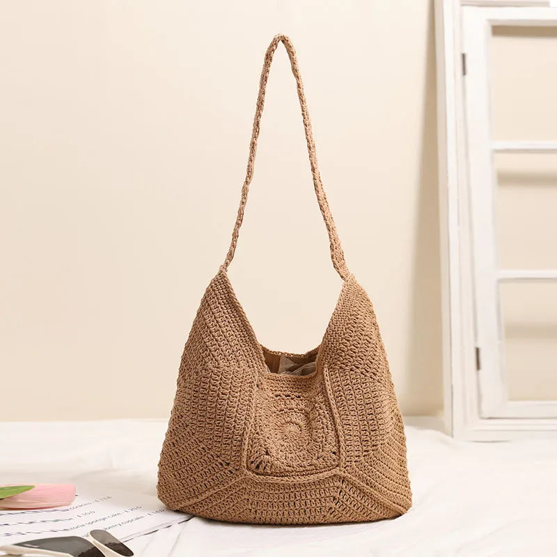 Strandtasche aus Baumwollgarn ⎜ Handgefertigte Häkeltasche mit Vintage-Charme für Urlaub und Freizeit