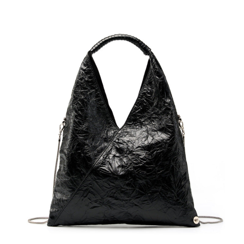 Schultertasche für Damen ⎜ Leichte Ledertasche mit glänzender Oberfläche und viel Platz für Alltag und Büro